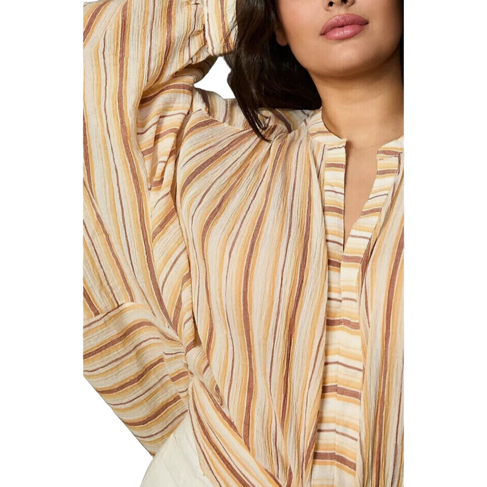 Anthropologie Tie Front Blouse Neutral Motif Batwing Sleeve Oversized Top Size S - Picture 3 of 12